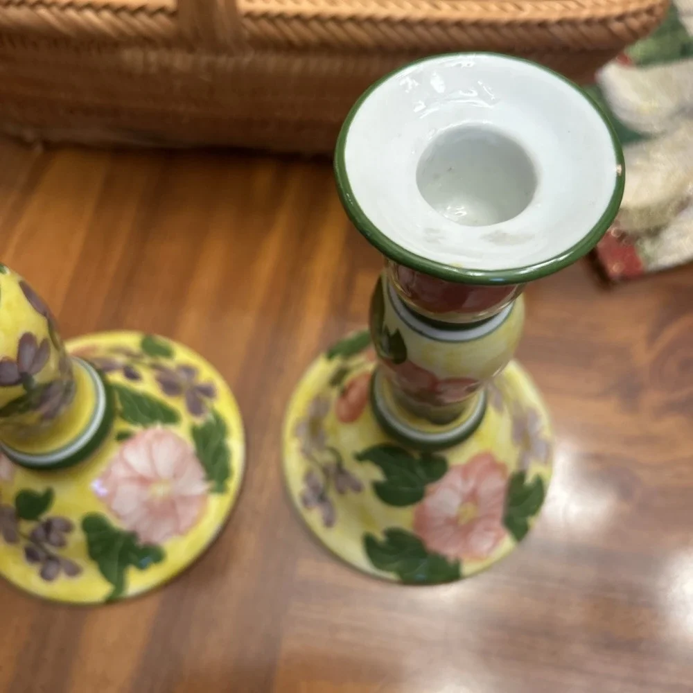 Andrea By Sadek Spring Floral Ceramic Taper Candle Holders‎ 7